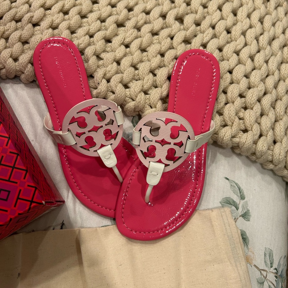 Tory Burch Pink and Cream Sandals